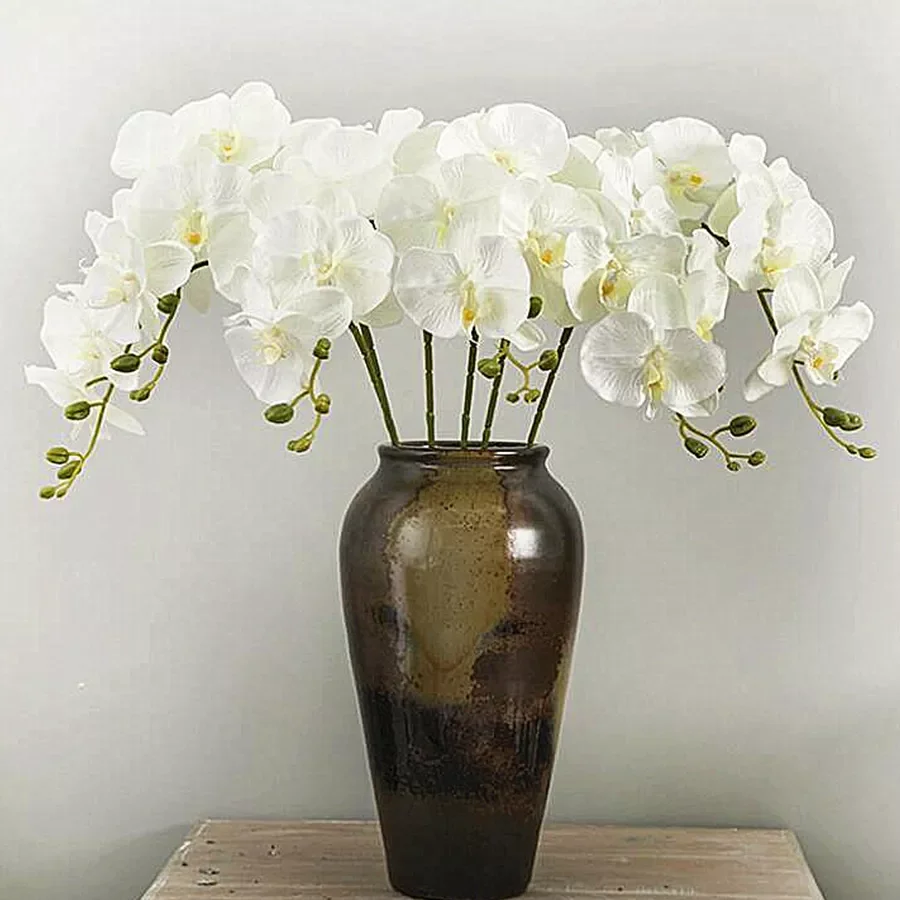 

Artificial Silk White Orchid Flowers High Quality Butterfly Moth Phalaenopsis Fake Flower for Wedding Home Festival Decoration