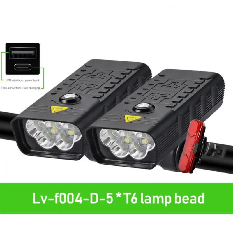 

5T6 Bike Lights Bicycle Headlight Taillight Power Bank Cycling Warning Lamp Camping Cycling Torch Flashlight Bicycle Accessories