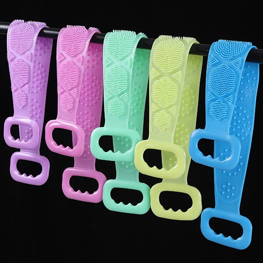 

60cm Silicone Body Brushes Bath Towels Body Scrubber Rubbing Back Peeling Massage Shower Extended Scrubber Skin Clean Tools