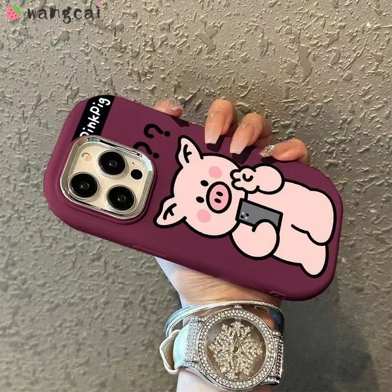 Чехол для телефона OPPO A3 Pro Find X7 Ultra K12 A3S A53 A33 A56S Realme GT6 Neo 6 SE V23 V11S V50 GT Q3 Funny Pink Pig Cover
