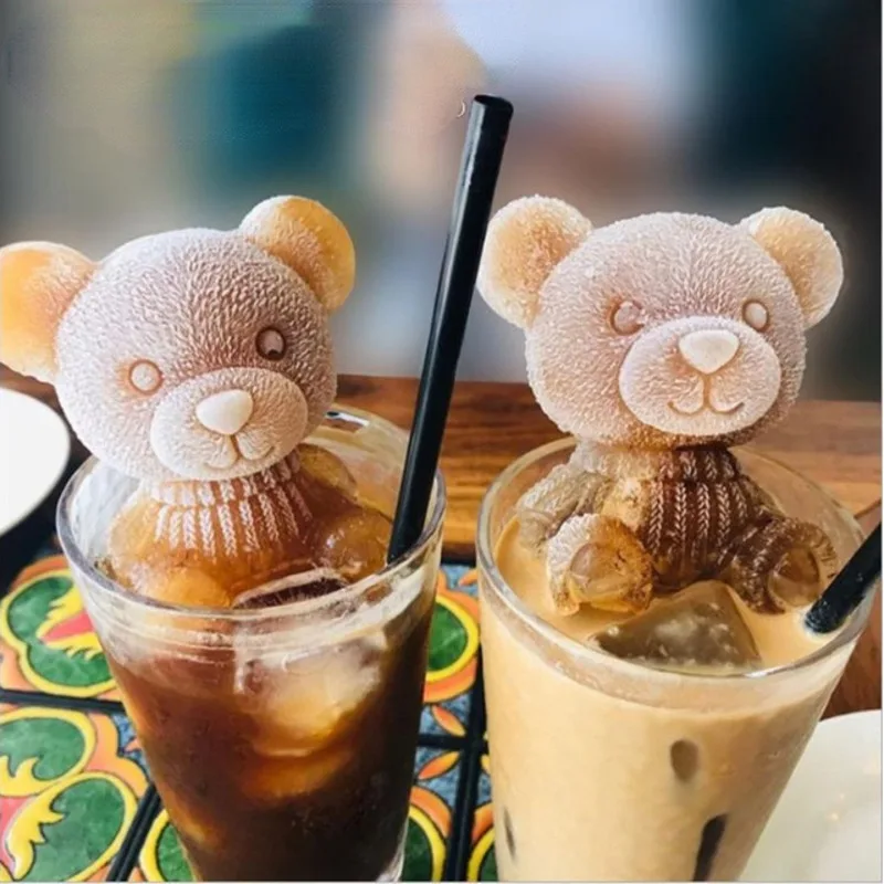 

Net Red Bear Ice Cream Mold Children's Cartoon Cute Ice Cream Silicone Mold Coffee Milk Tea Chocolate Home Gadgets