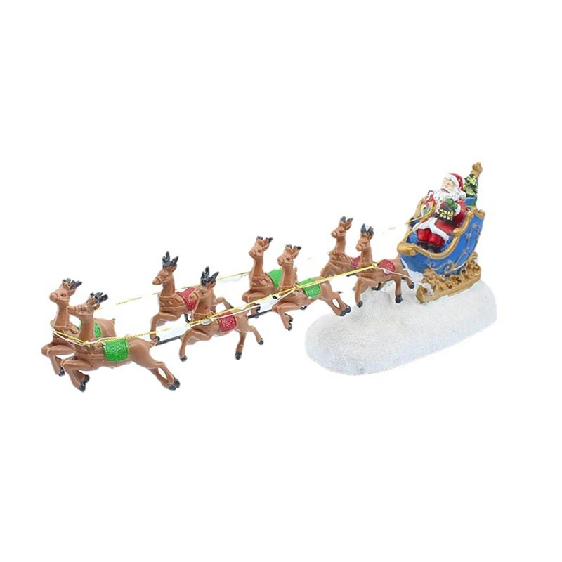 

Christmas Scene Elk Pulling Cart Houses Village Christmas Decorations Home Decor Crafts Ornament for Children