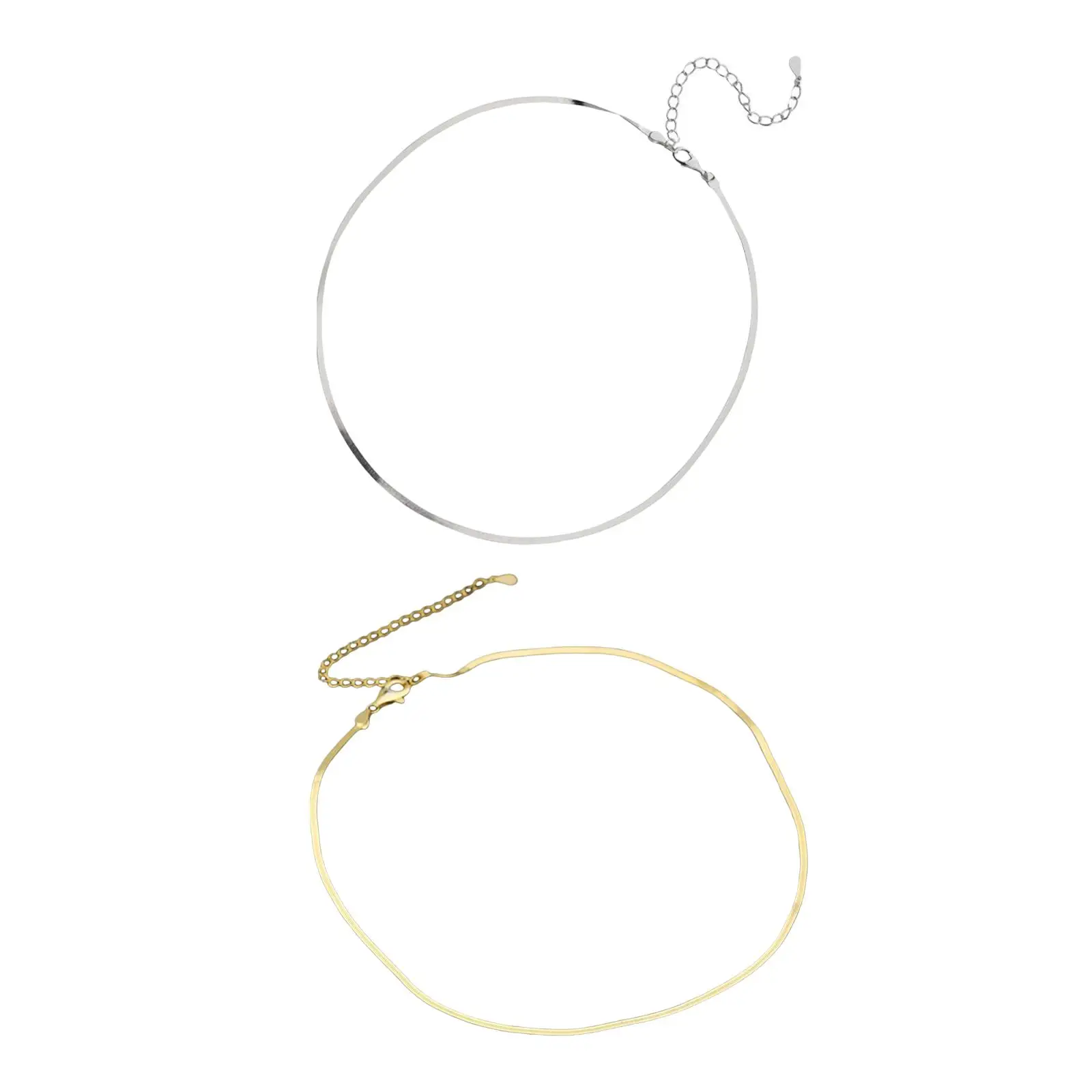 

Necklace Jewelry Simple Chain for Women Girls with Extension Chain Solid Flat Chain Adjustable Choker for Home Daily Wear Party