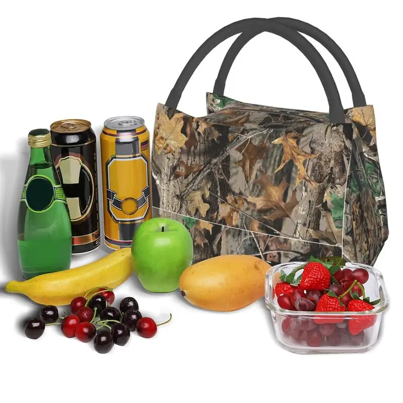 Real Tree Hunting Camo Camouflage Military Portable Lunch Boxes for Women Multifunction Thermal Cooler Food Insulated Lunch Bag images - 6