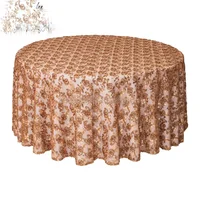 Cheap Price Beautiful Tablecloth Round Sequin Linen Embroidery Table Cloth for Wedding Party Decoration Table Cover