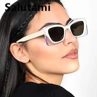 vintage patchwork rectangle cat eye sunglasses for women new fashion brand double color frame white polygon gradient sun glasses
