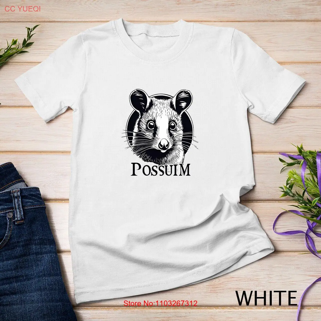 Монохромная футболка Possum с портретом унисекс
