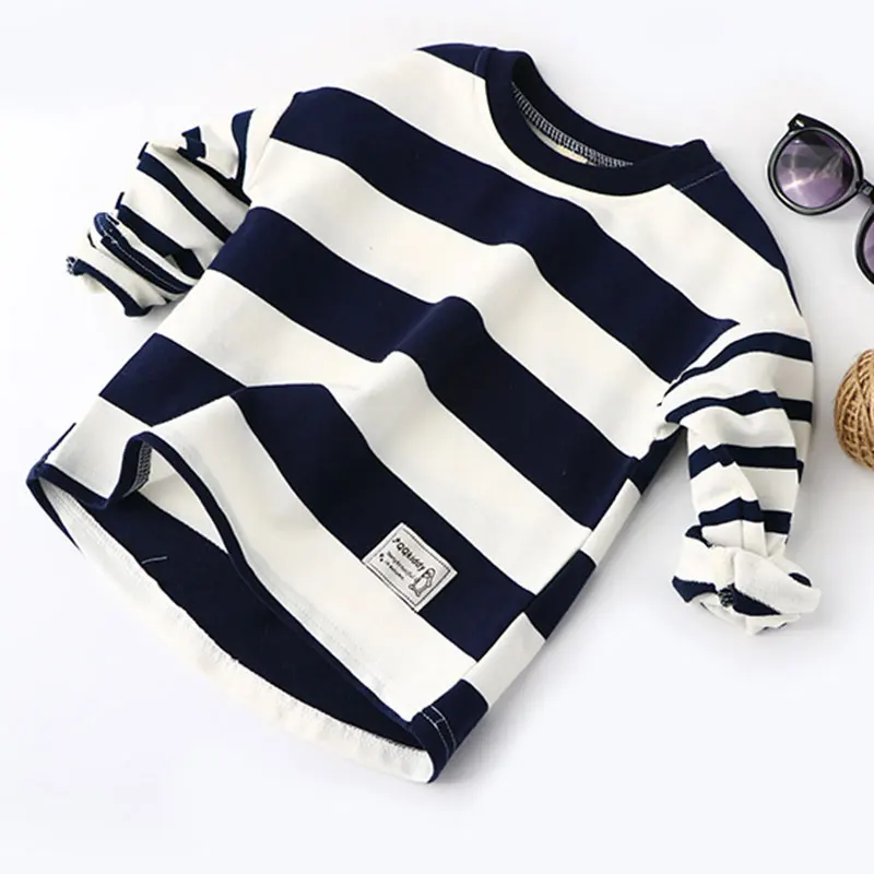 

Boys Spring Hoodies Children Cotton Long Sleeve Sweatshirt Striped Casual Pullover Kids Boy Clothing Fashion O-Neck Sweatshirts