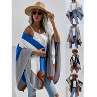 autumn and winter new womens plaid large size loose knitted cardigan womens coat sweater women