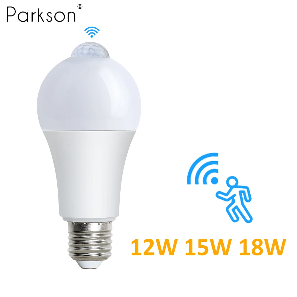 Светодиодная лампа с датчиком движения 12 Вт 15 18 E27 110 В 220 PIR Датчик Инфракрасный