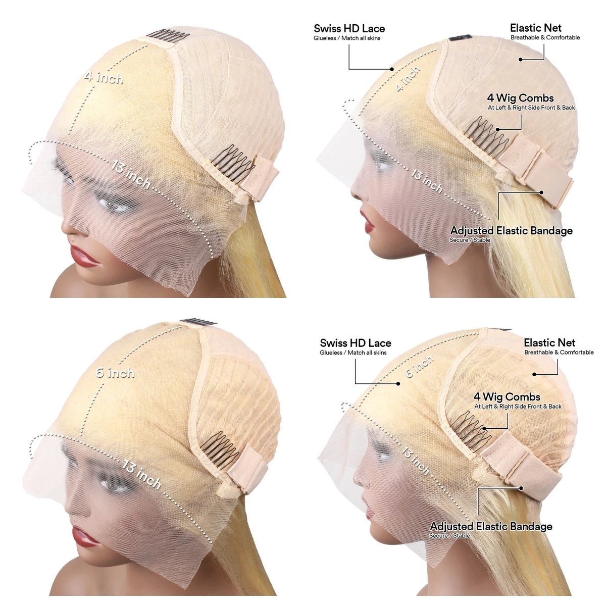 613 HD кружевной фронтальный парик Предварительно выщипанные 13x6 кружевные