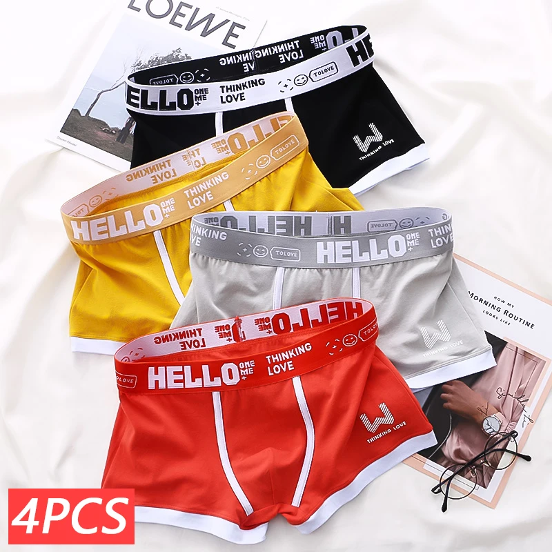 4PCS Men's Panties Men Underpants Male Underwear Mens Underwear Men Boxer Men Boxer Briefs Pure Cotton Breathable Free Shipping