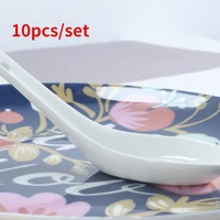 10pcsset plain white bone ceramic spoon kis soup spoon rice scoop ice cream ladle porcelain dinner baby china spoons