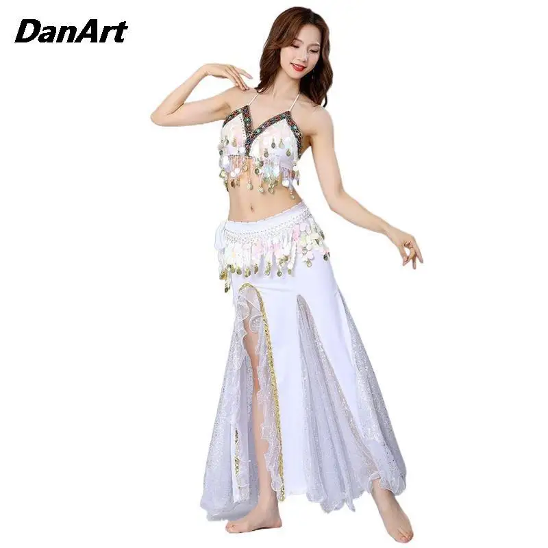 Костюм для танца живота 3 шт. сексуальный бюстгальтер с кисточками и блестками