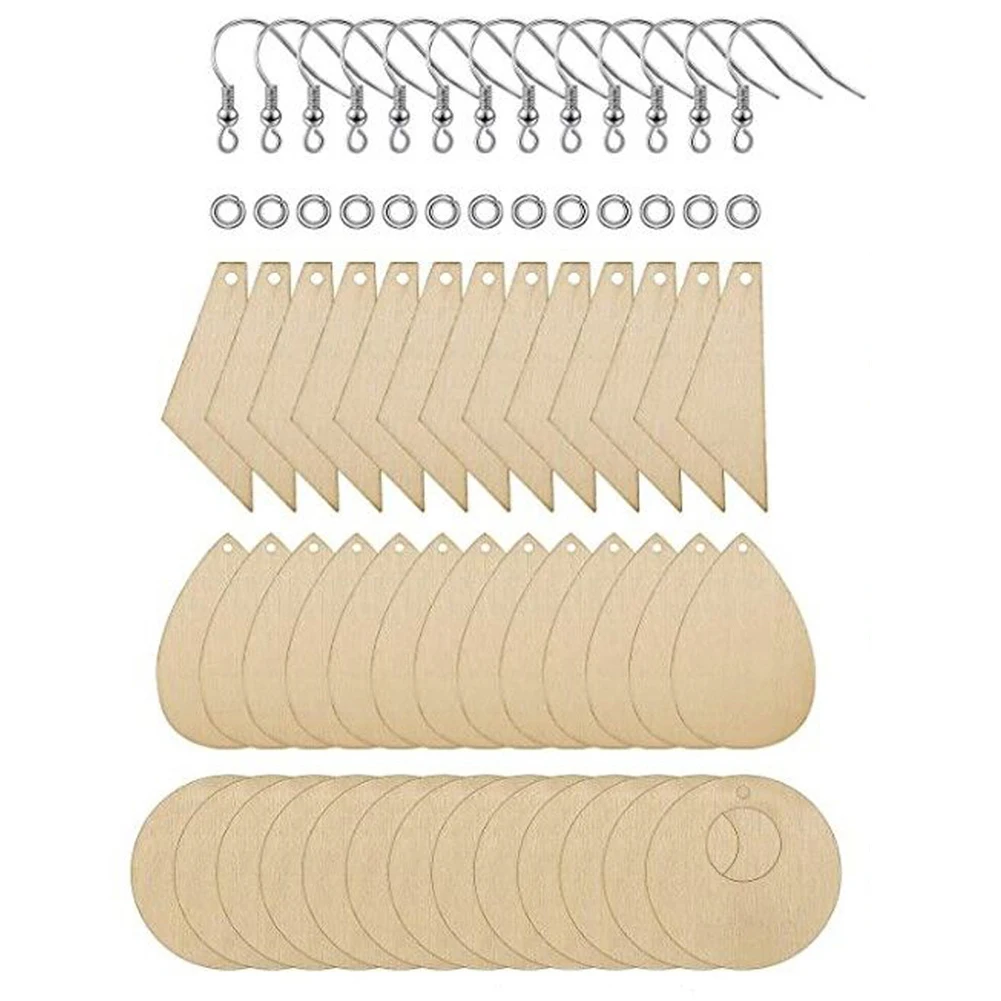 

60pcs Wooden Earrings Easy Install Solid DIY Handmade Manual Assemble Unfinished Handicraft Anti Fading Wedding Party Findings