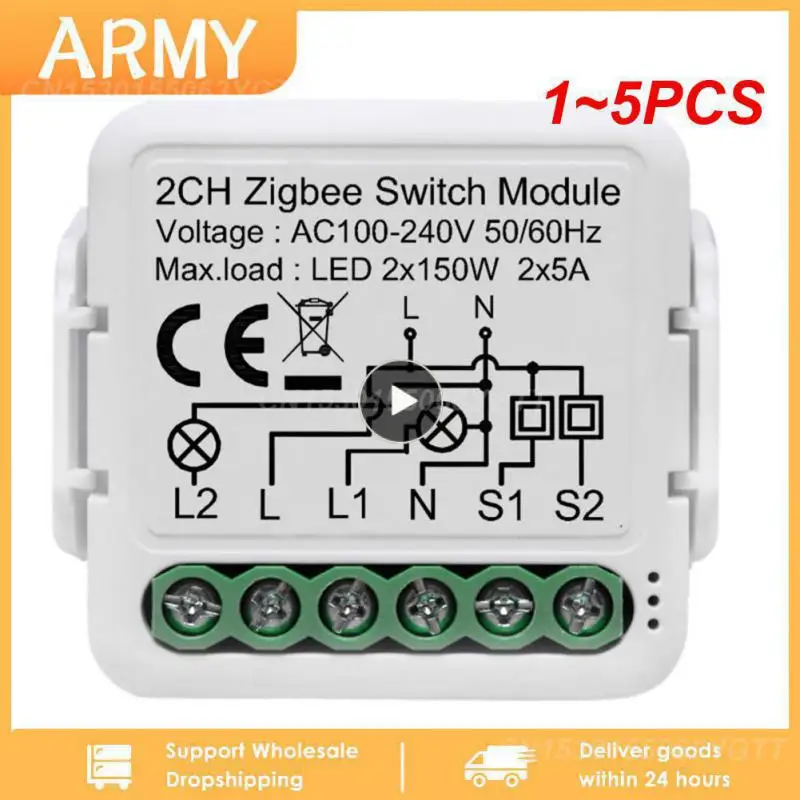 

Умный Wi-Fi модуль Tuya, 1 ~ 5 шт., потайной переключатель для рулонного затвора, электрический мотор, 1/2 клавиши, совместимый с Alexa Home