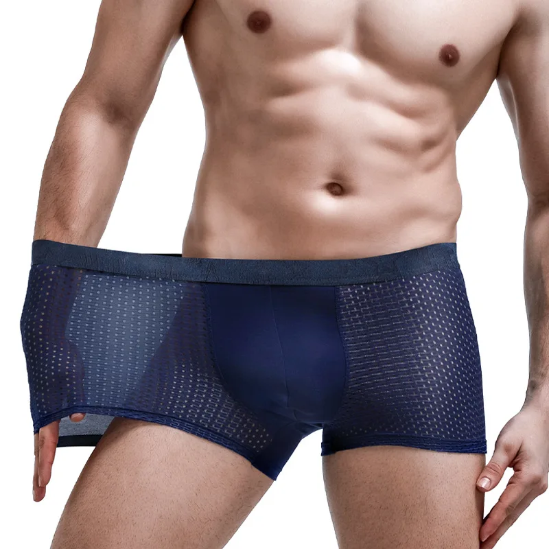 

1PCS L XL XXL 3XL 4XL Men's Underwear Men's Ice Silk Boxer Shorts Modal Sports Boxers Comfortable Summer Breathable Thin Bottoms
