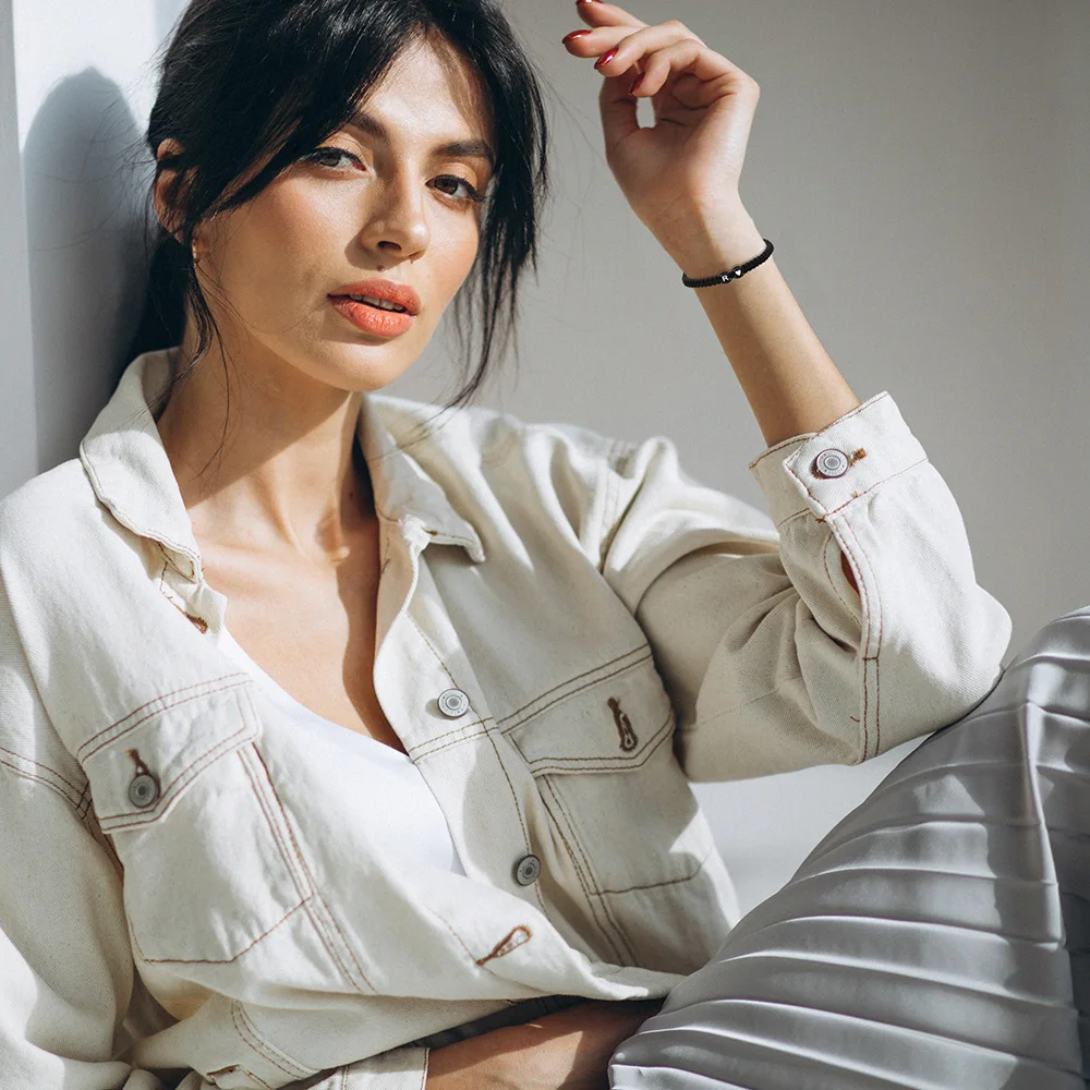 26 букв плетеный браслет сердце любовь пара черный белый в форме сердца бисер