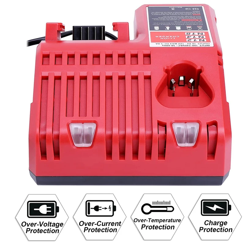 

Штепсельная Вилка стандарта США для зарядного устройства M12 M18 48-59-1812, совместима с батареями 12-18 в M18 48-11-1852 48-11-1850 M12