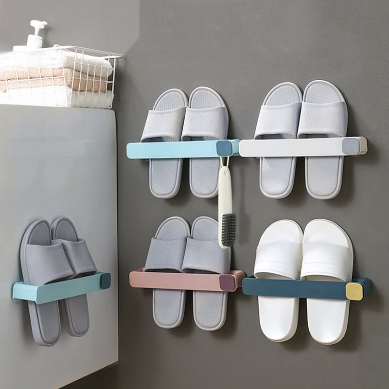 

Wall Mounted Shoe Rack Foldable Shoes Hanger Slippers Drain Storage Rack Shelf Shoe Hanging Holder Toilet Bathroom Organizer