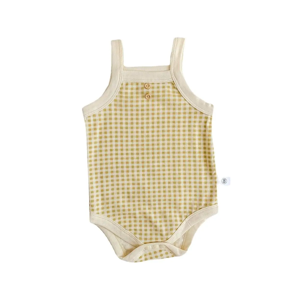 2023 Summer Newborn Baby Costume Girl Infant Cotton Sling Bodysuit Triangle Creeper Bodysuit, Boys' Vest Classic Plaid Bodysuit