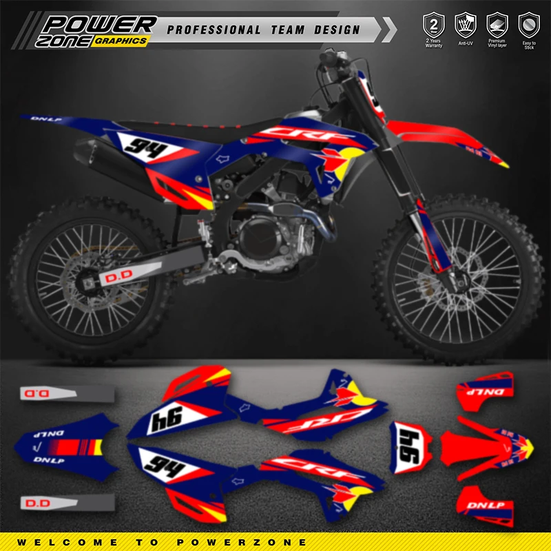 PowerZone полная графика фоновые наклейки комплект наклеек для HONDA CRF450R 2021 2022 2023 CRF250R
