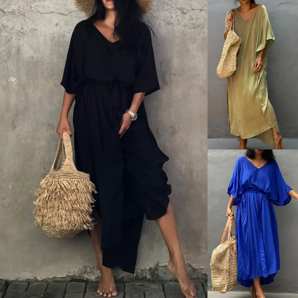 

Soft Ladies Pure Color Sun Protection Bikini Tunic for Swimming Pool