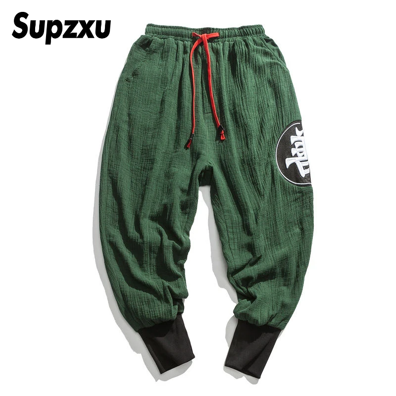 

Supzxu Newest Men Casual Sweatpants Chinese Style Fashion Harem Pants Cotton Linen Solid Jogger Mens Trousers ABZ122