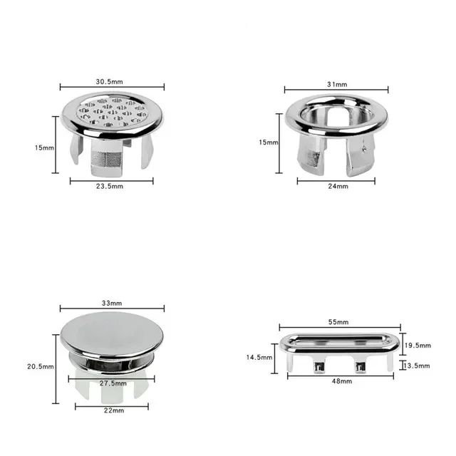

Переливные кольца для раковины, серебристые, пластик, 4 шт.