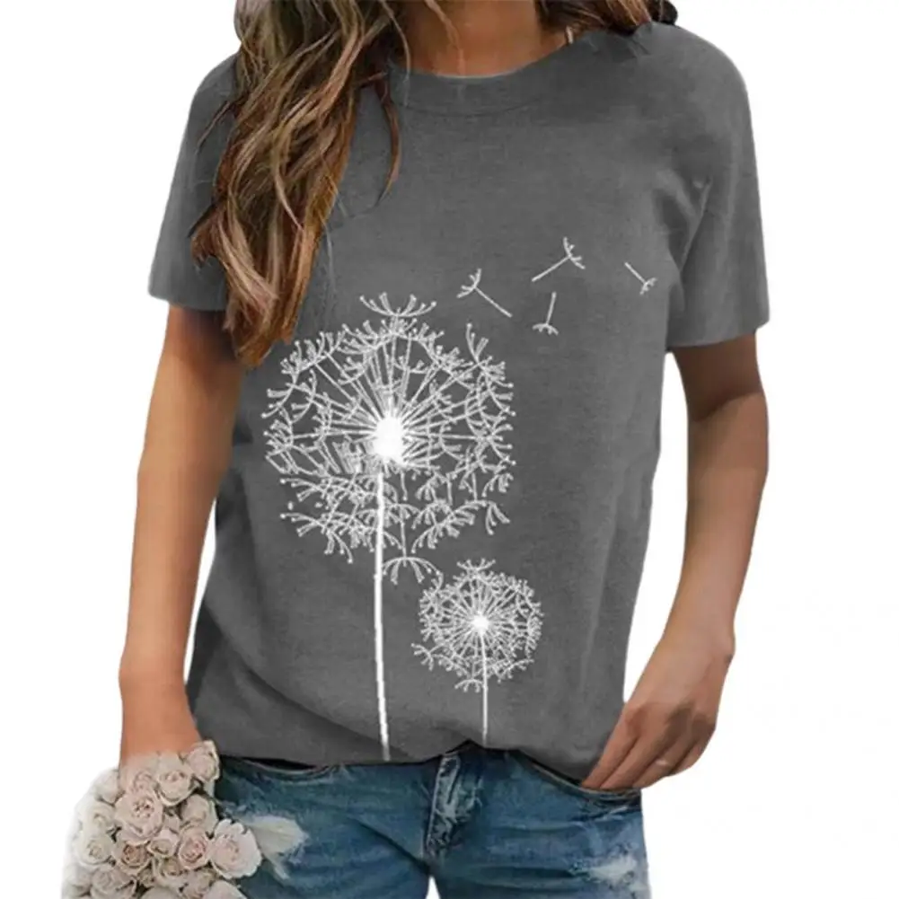 

Топ женский тонкий с круглым вырезом и принтом одуванчика