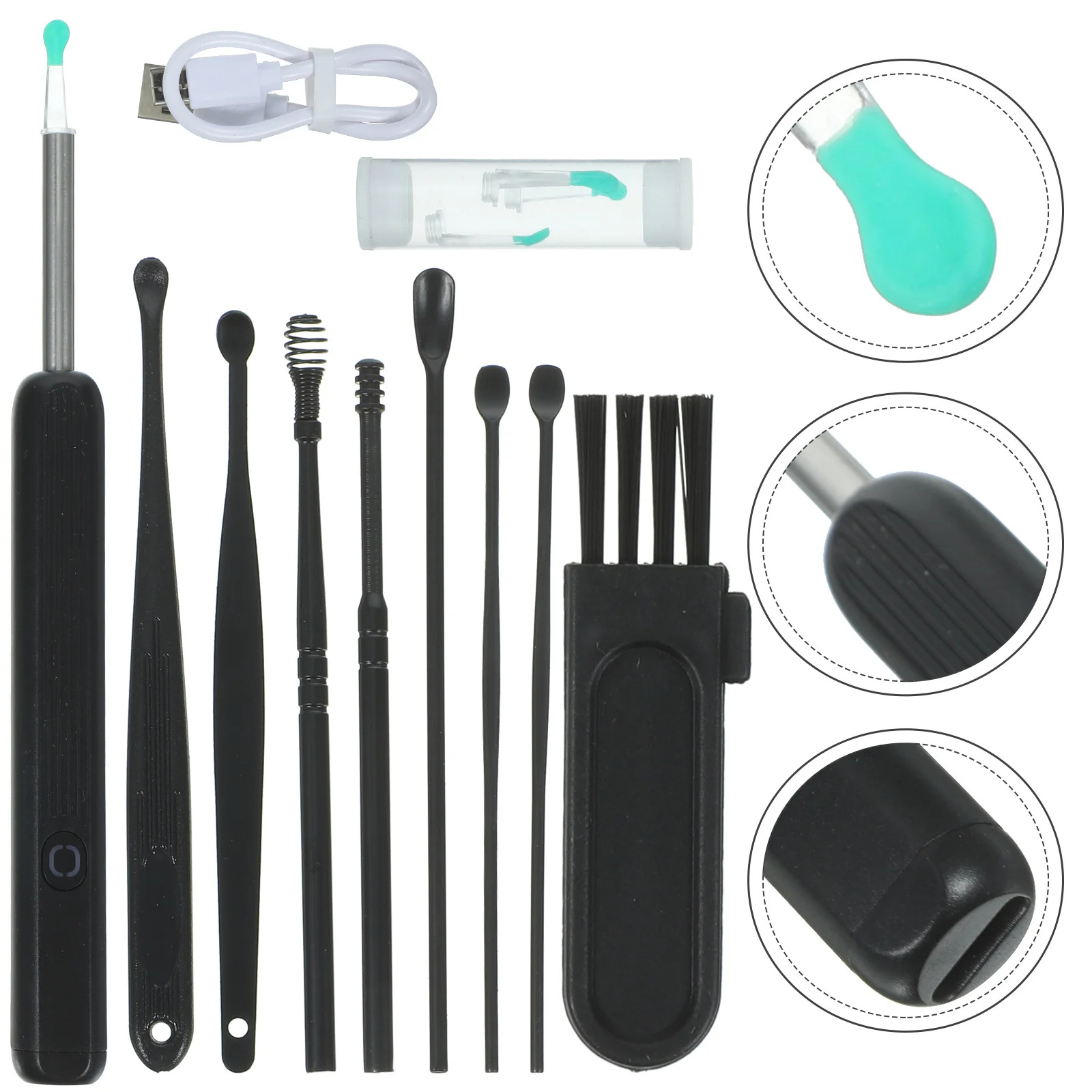

Ear Removal Tool Scoop Camera Cleaning Tip Otoscope Cleaner Kit Visible Abs