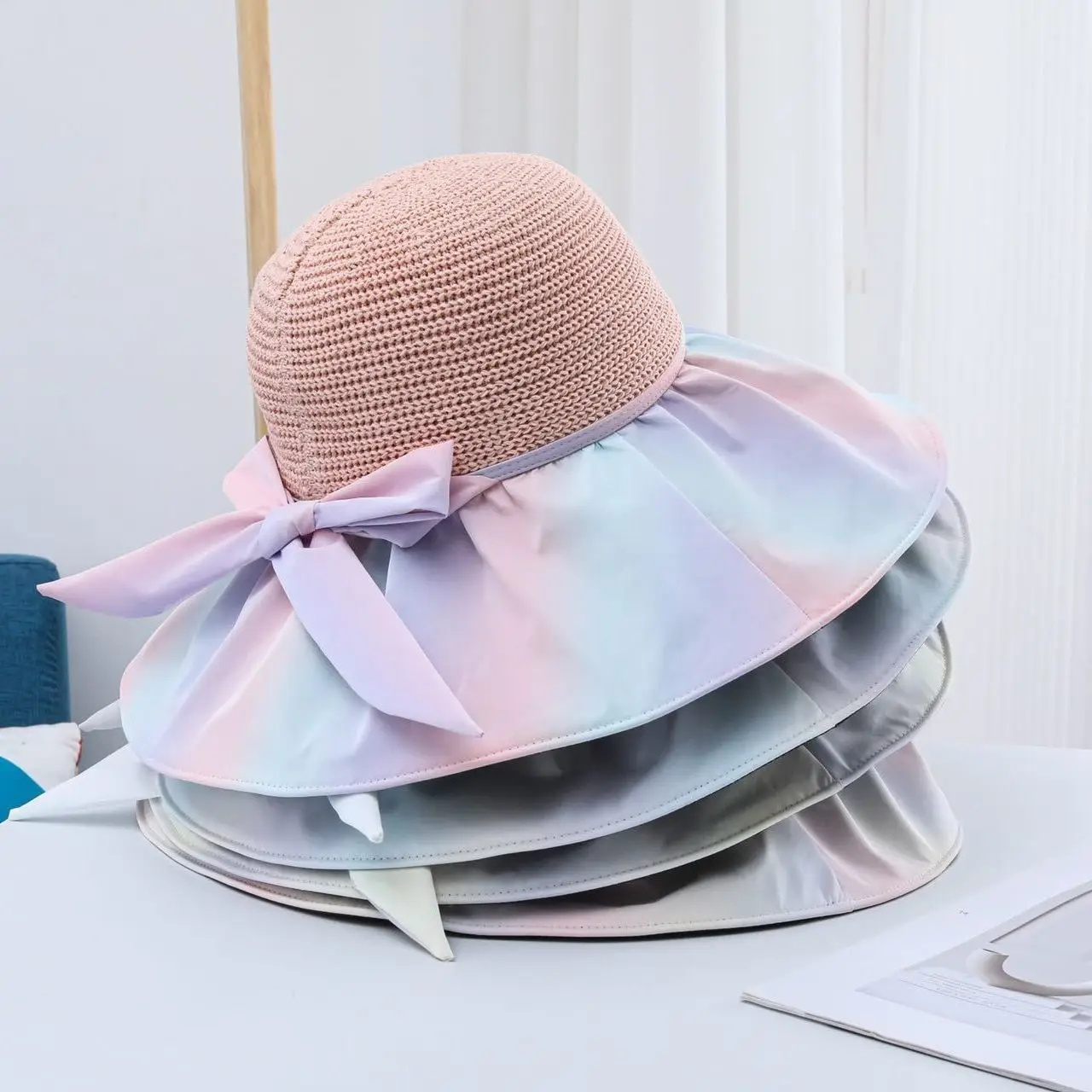 

2022 Hat Women's New Summer Big Brim Black Plastic Sun Hat Gradient Sun Hat Sun Hat Uv Proof Fisherman Hat