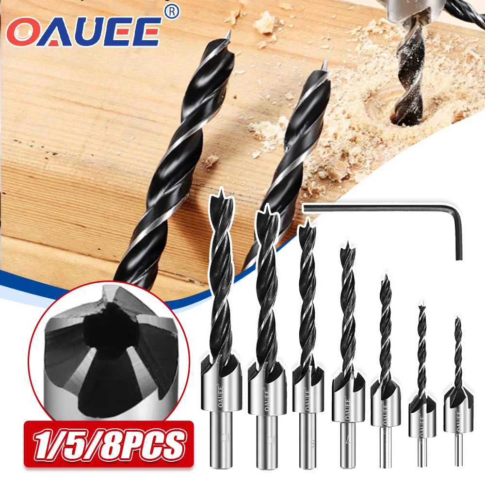 

Oauee HSS Countersink Drill Bit Set Reamer Woodworking Chamfer Boring Drill L-wrench Counterbore Hole Cutter Screw Hole Drill