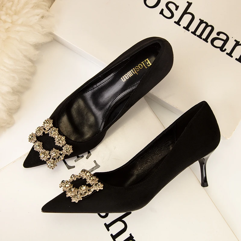 2021 весенние элегантные женские черные открытые туфли на высоком каблуке