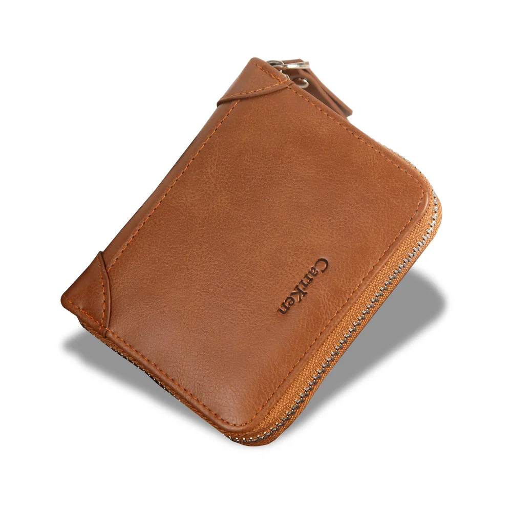 

Fashion Horizontal Style Men's Zipper Wallet PU Leather Small Clutch Bag Soild Color Portable Casual Mini Coin Purse