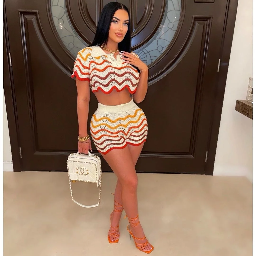 

Zoctuo Y2K Ribbed Knit Summer Outfits For Women 2 Piece Set Short Sleeve Button Shirt And Shorts Sexy Streetwear Fashion Club