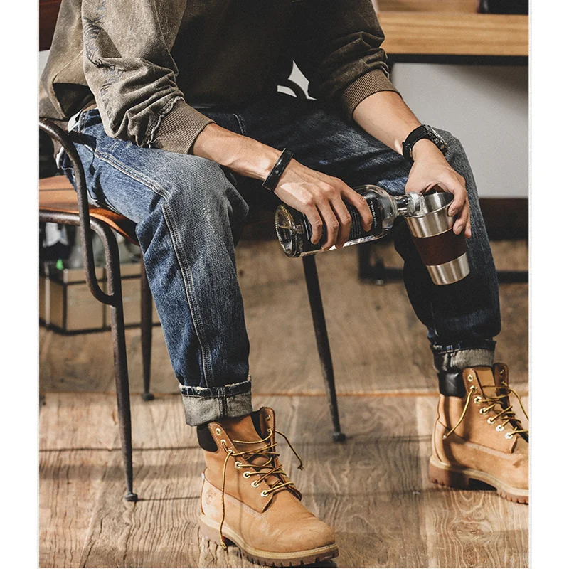 Streetwear Men 2022 New Pattern Vintage Recreational Blue Pants American Straight Cylinder Comfortable Loose Jeans Autumn Female
