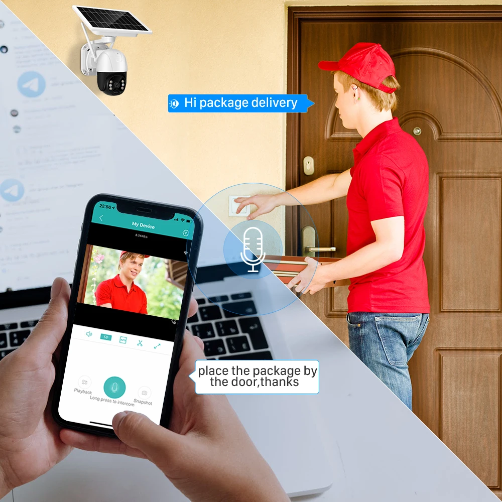 Дешево IP-камера видеонаблюдения, 5 МП, Wi-Fi/4G, на солнечной батарее