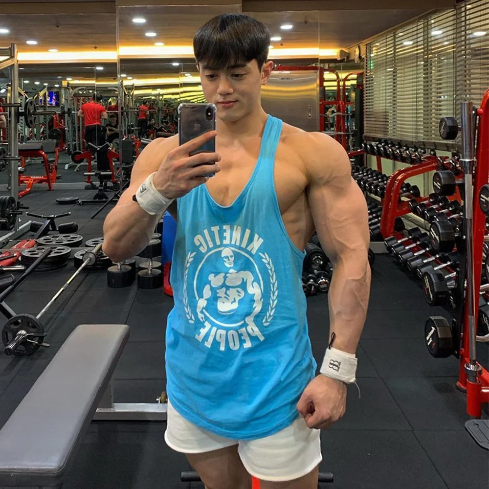 

ym Sleeveless Sirt Men Bodybuildin Tank Tops Fitness Workout Cotton Print Sinlet Striner Undersirt Male Casual Summer Vest