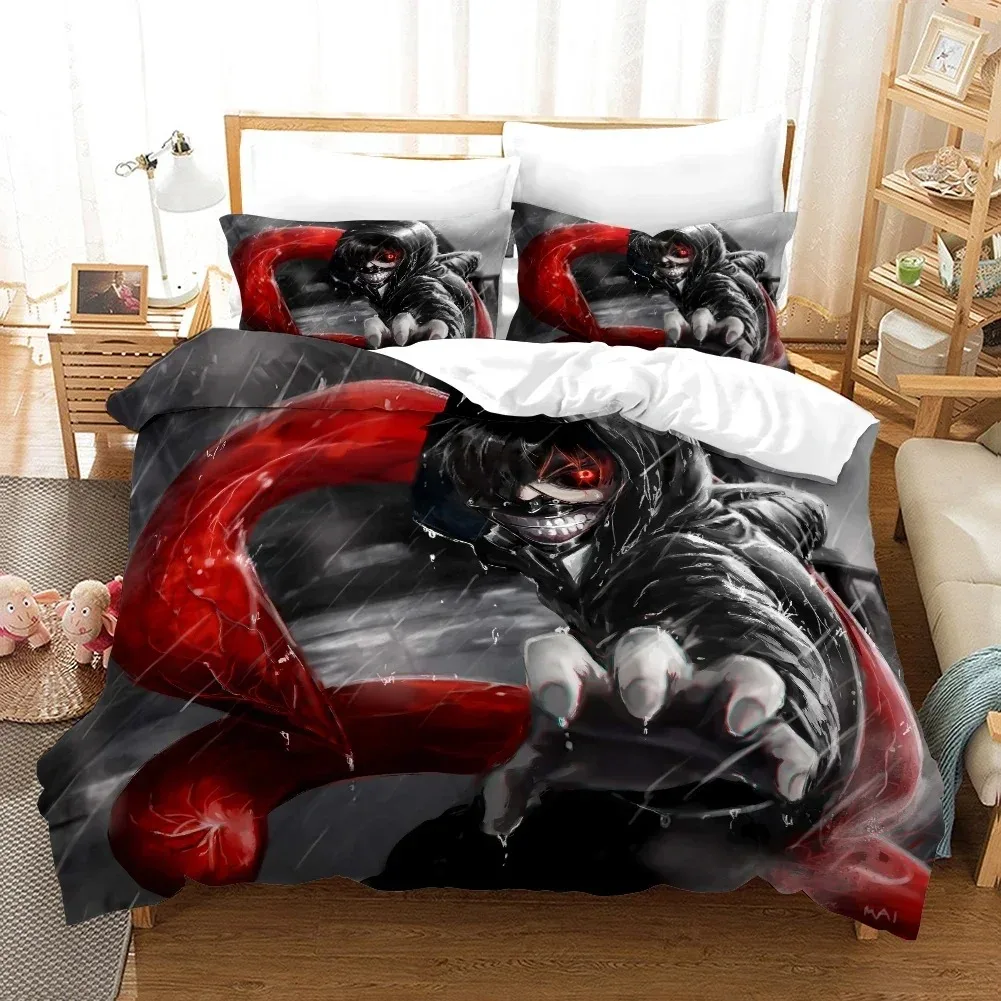 3D Printed Cartoons Tokyo Ghoul Kaneki Ken Bedding Set Duvet Cover Double Twin Full Queen King Adult Kids Bedclothes Quilt