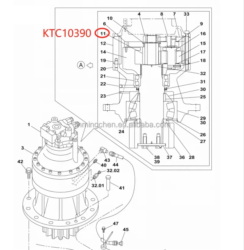 Оригинальные детали экскаватора поворотный редуктор солнечная шестерня KTC10080