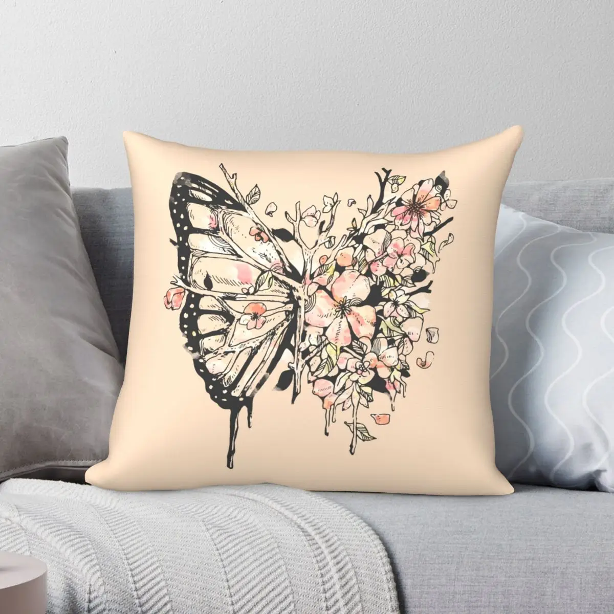 

Квадратная наволочка Metamorphora, наволочка из полиэстера и льна с бархатным узором на молнии, декоративная наволочка для комнаты 45x45