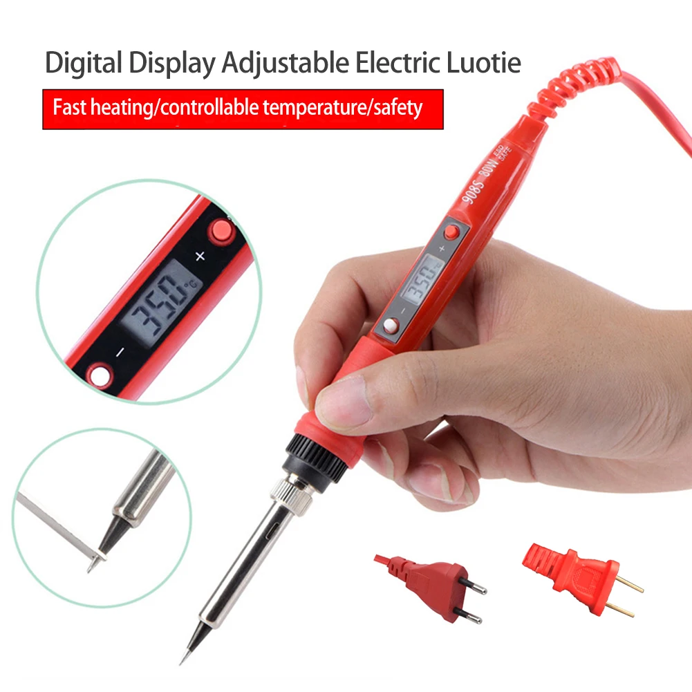 

Digital Temperature Adjustable Electric Soldering Iron Weld Tin Welding Pen Fast Heating 80W Electronic Repair Tools