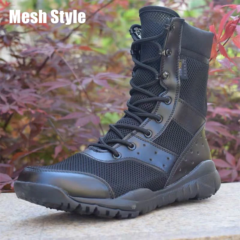 New Lightweight Hiking Boots Breathbale Mesh Hiking Shoes Tactical Combat Boot Canvas Trekking Sneakers Desert Boots Big Size 49