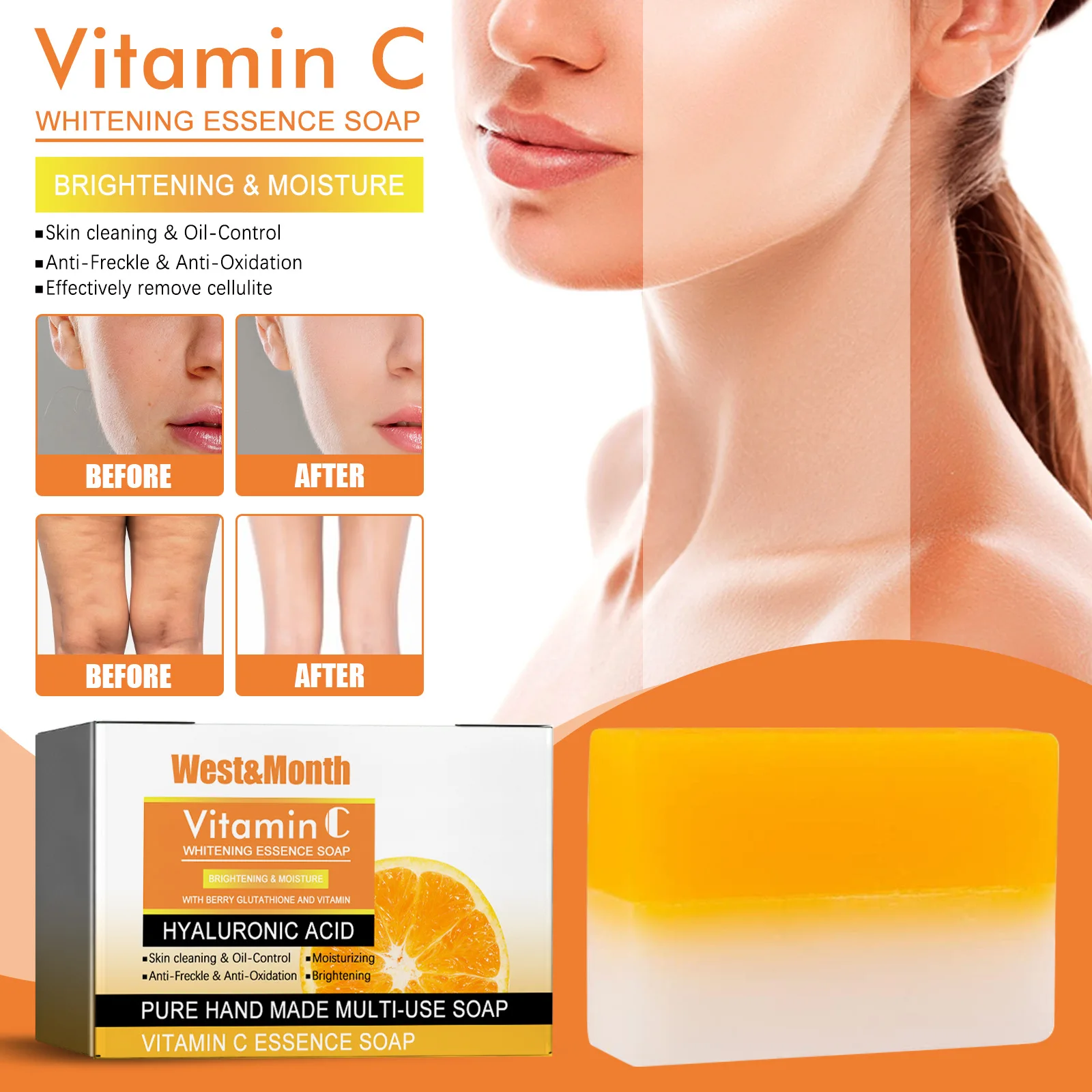 

Soap Vitamin C Firming and Brightening Skin Moisturizing Soap Layer Cleans Lightens Spots Repair Dull Glutathion Skin Whitening