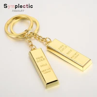 creative fashion metal 3d gold bar golden brick keyring golden brick keychain imitation gold key chain pendant women men gift