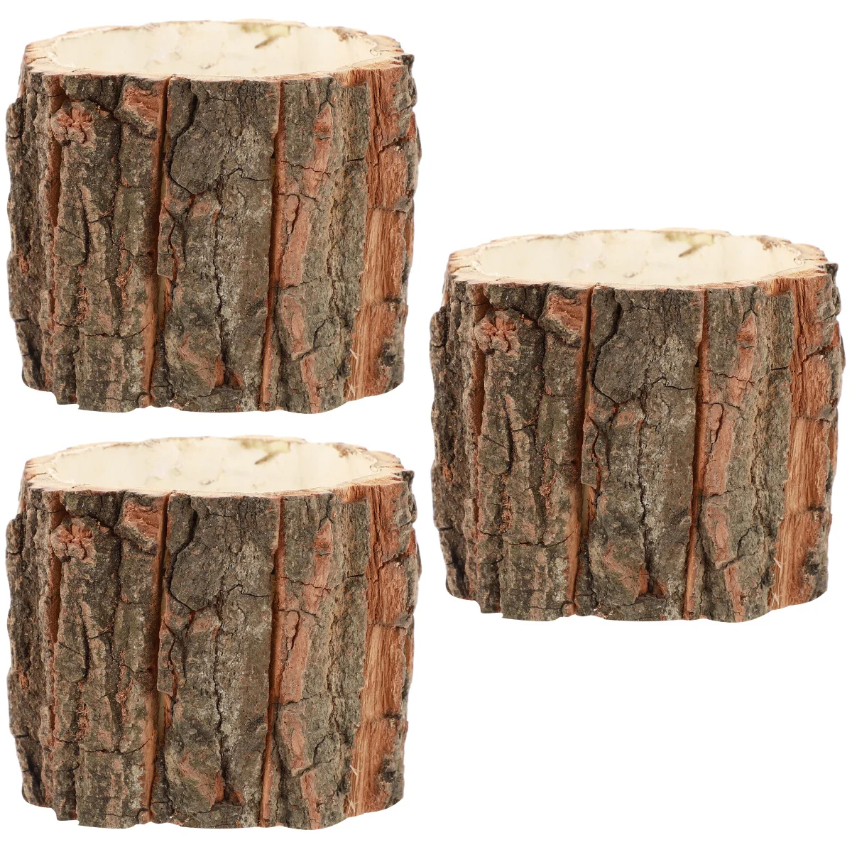 

Flower Planter Decorations Outdoor Wood Bark Porch Round Wooden Country Flowers Artificial Container Pots Patio Succulent Rustic