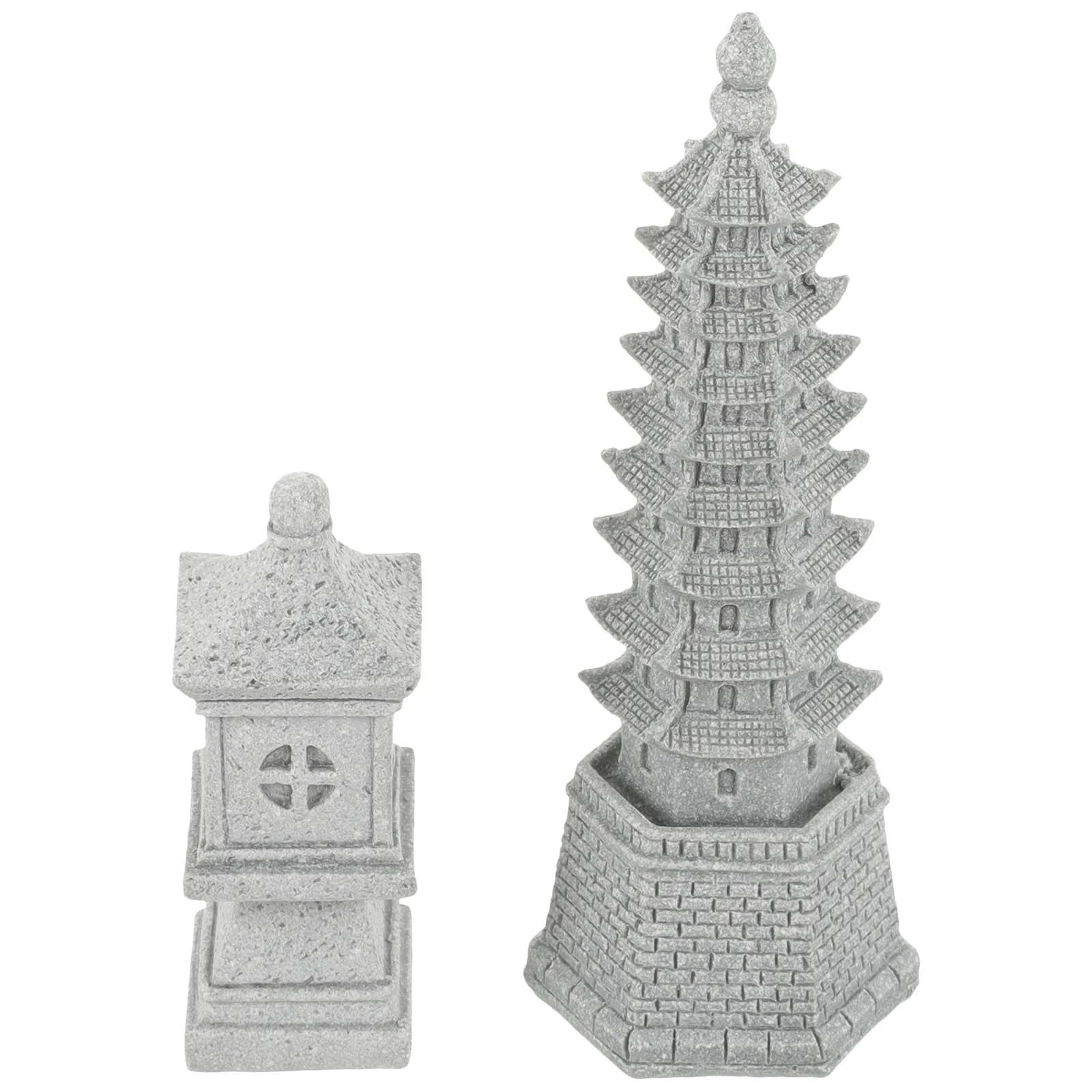 

2 Pcs Simulated Wenchang Tower Chinoiserie Decor Outdoor Garden House Decorations For Home Decorate Statue Sandstone Pagoda