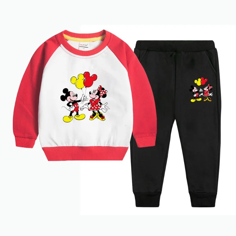 

Детский костюм Толстовка с Микки Маусом костюм для мальчиков и девочек весенний хлопковый топ и брюки повседневный комплект из двух предметов