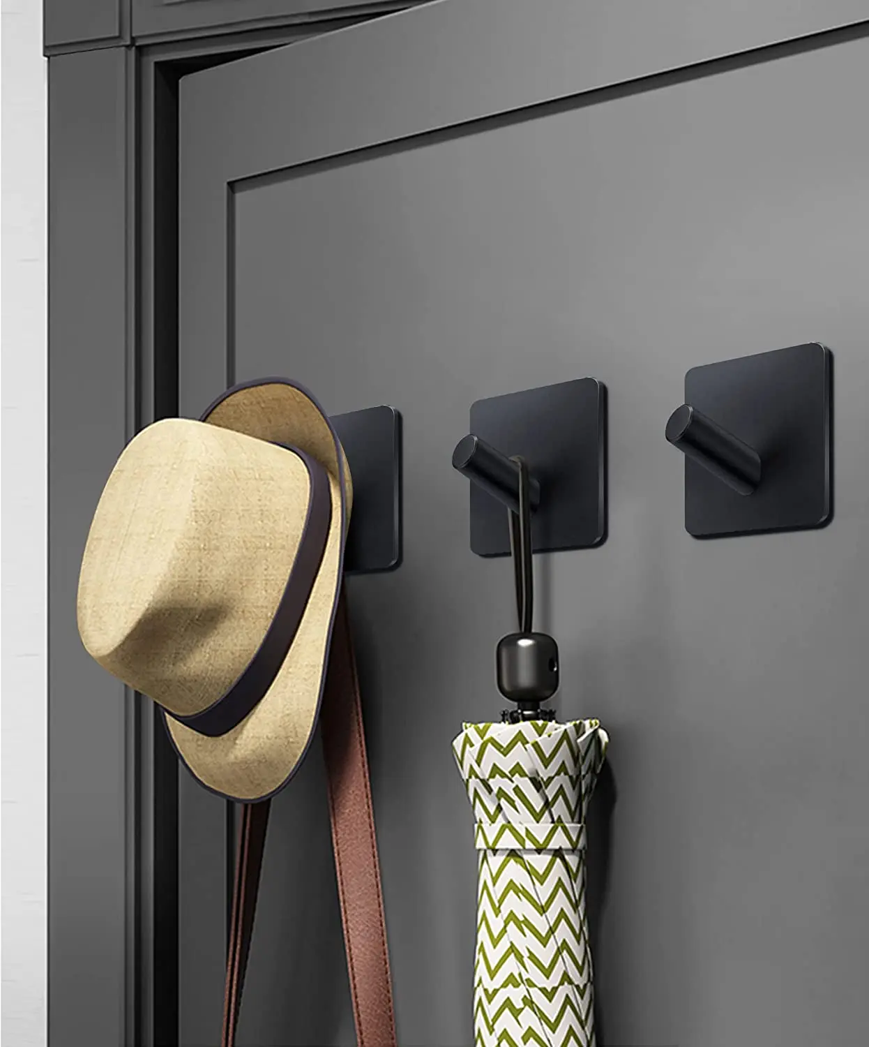 

Bath Towel Non-Punching Adhesive Hooks/Bathrooms Towel Holders Adhesive Wall Hooks for Bathrooms Stainless Steel Matte Black